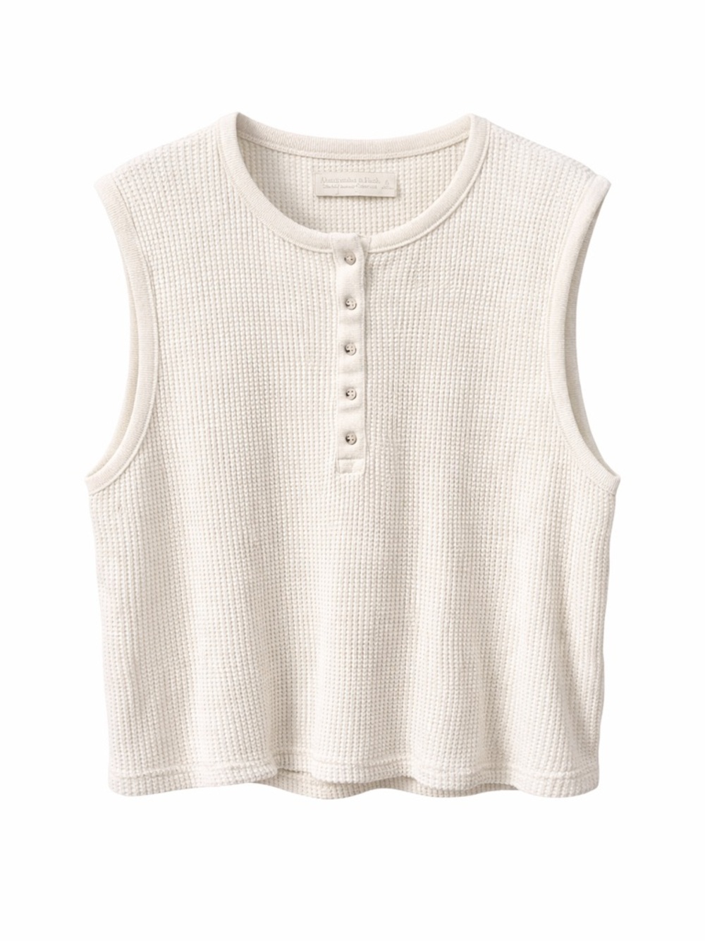 Abercrombie & Fitch Waffle Knit Henley Tank Top Cream XL